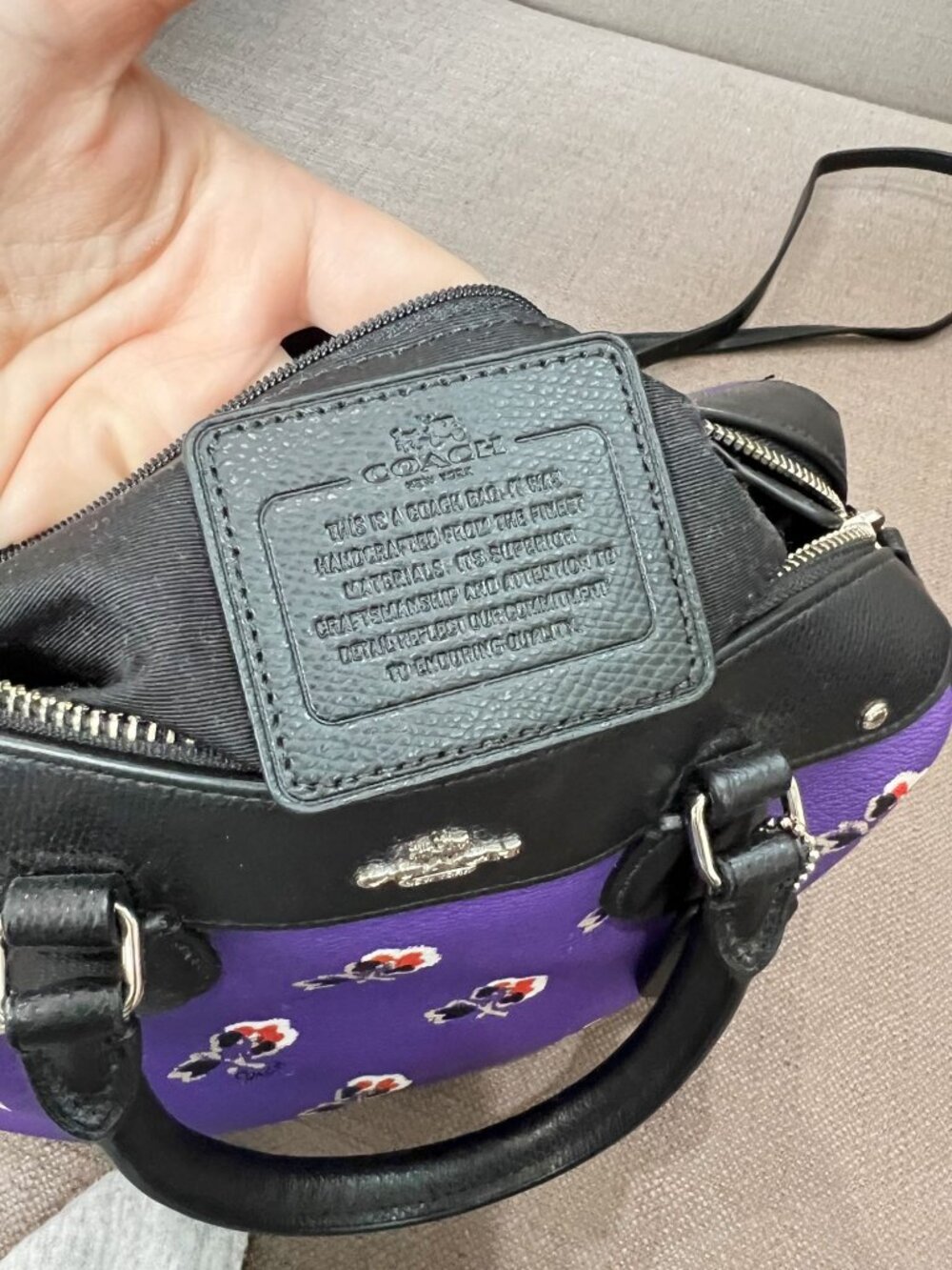 NWOT COACH Mini Bennett Crossbody Satchel Bag Purse Purple Leather Bramble Rose - Picture 10 of 12